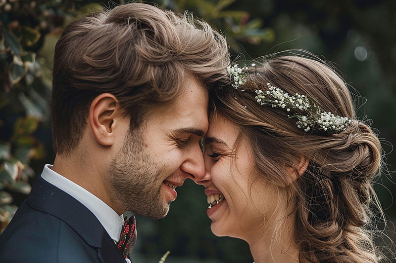 Ehepaar am Hochzeitstag