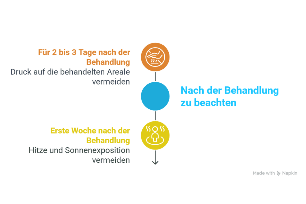 Nach der Hyperhidrose Behandlung mit Botox zu beachten - Druck auf die behandelten Areale sowie Hitze und Sonne vermeiden