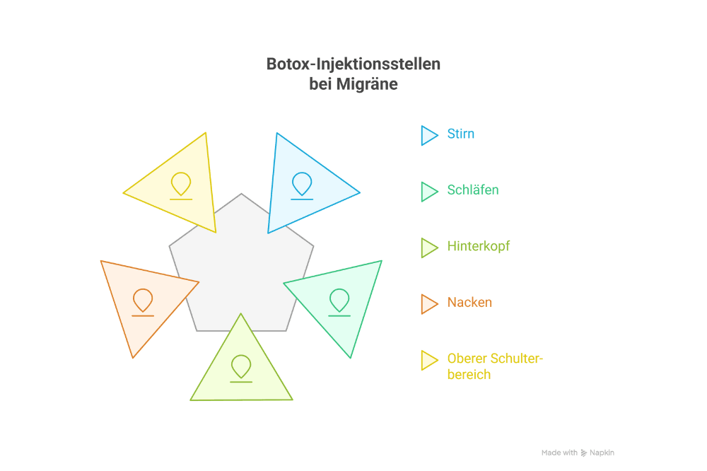Injektionsstellen Botox gegen Migräne
