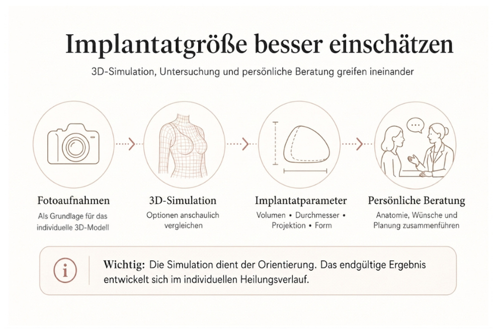 Passende Brustimplantatgröße besser einschätzen mithilfe von Simulation, Untersuchung und Beratung